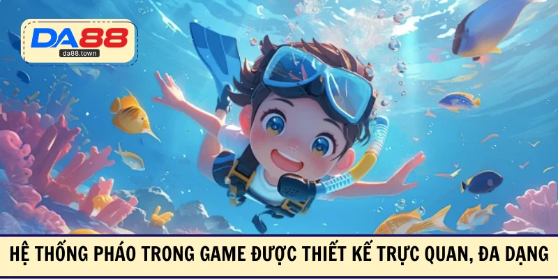 Hệ thống pháo trong game được thiết kế trực quan, đa dạng